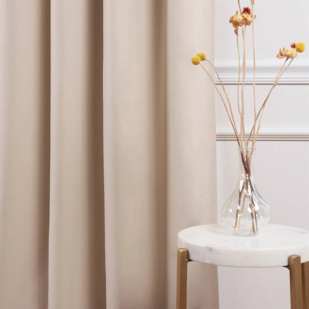 Beige Thermal Blackout Curtains — Set of 2