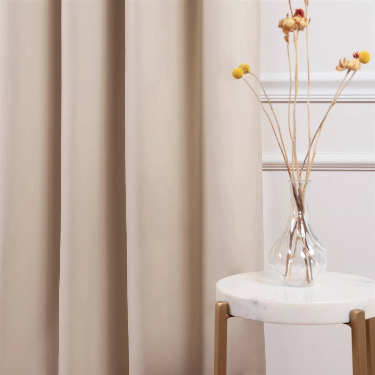Beige Thermal Blackout Curtains — Set of 2