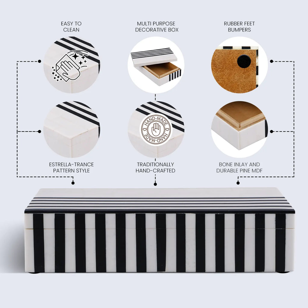 Black & White Inlay Decorative Storage Box