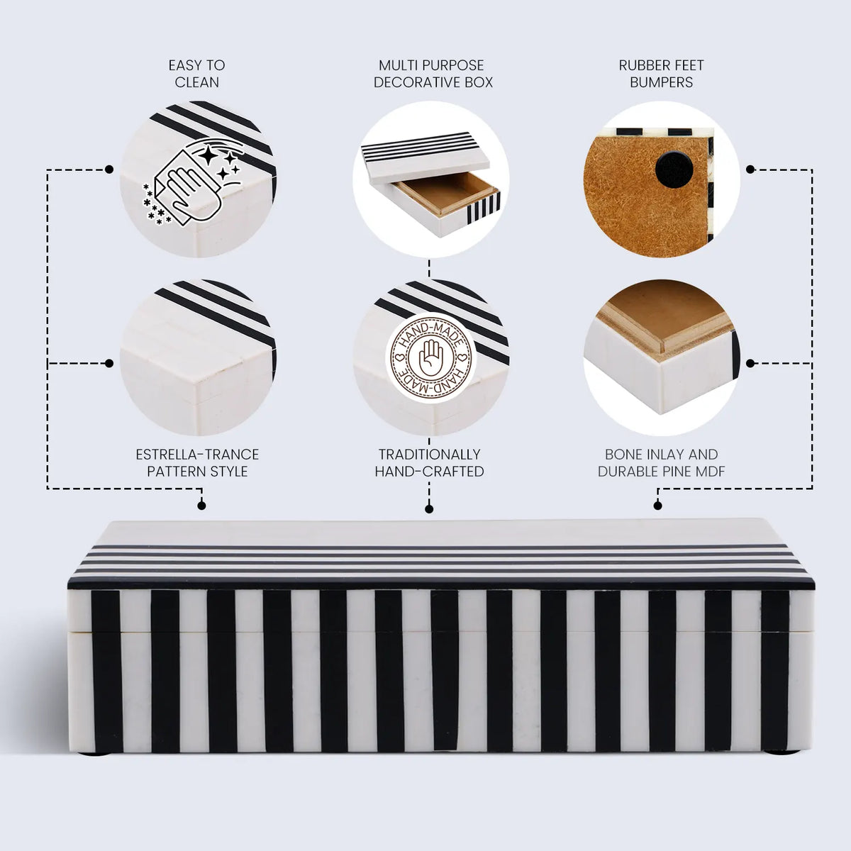 Black & White Inlay Decorative Storage Box