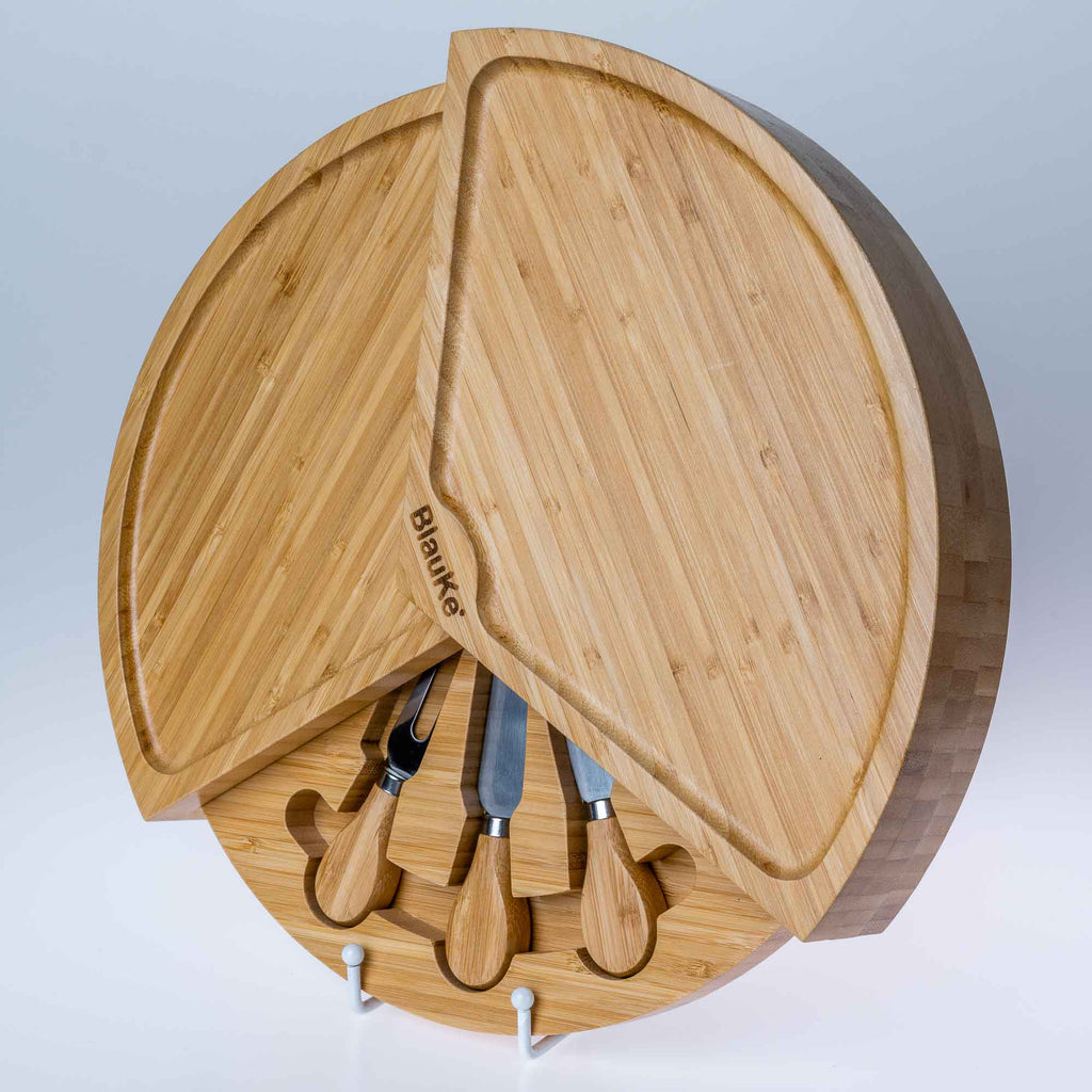 Swiveling Bamboo Charcuterie Board & Knife Set
