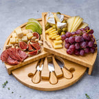 Swiveling Bamboo Charcuterie Board & Knife Set