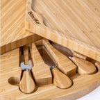 Swiveling Bamboo Charcuterie Board & Knife Set