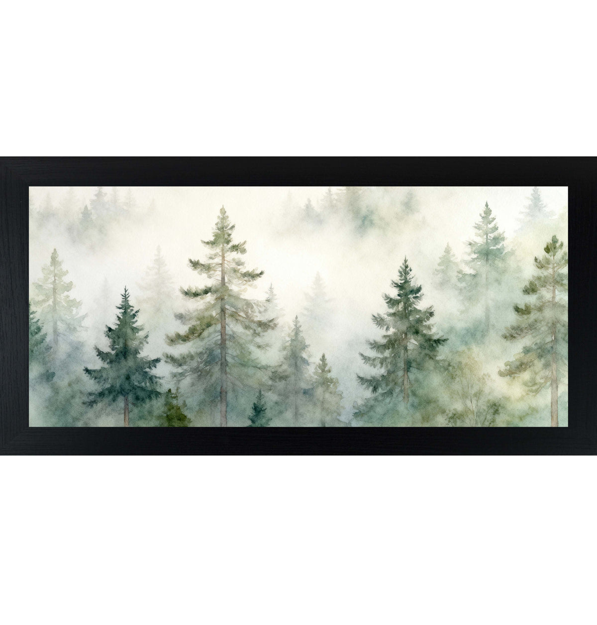 Misty Evergreen Framed Forest Art