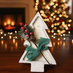 Sculptural Christmas Tree Soy Candle in Wood Bowl