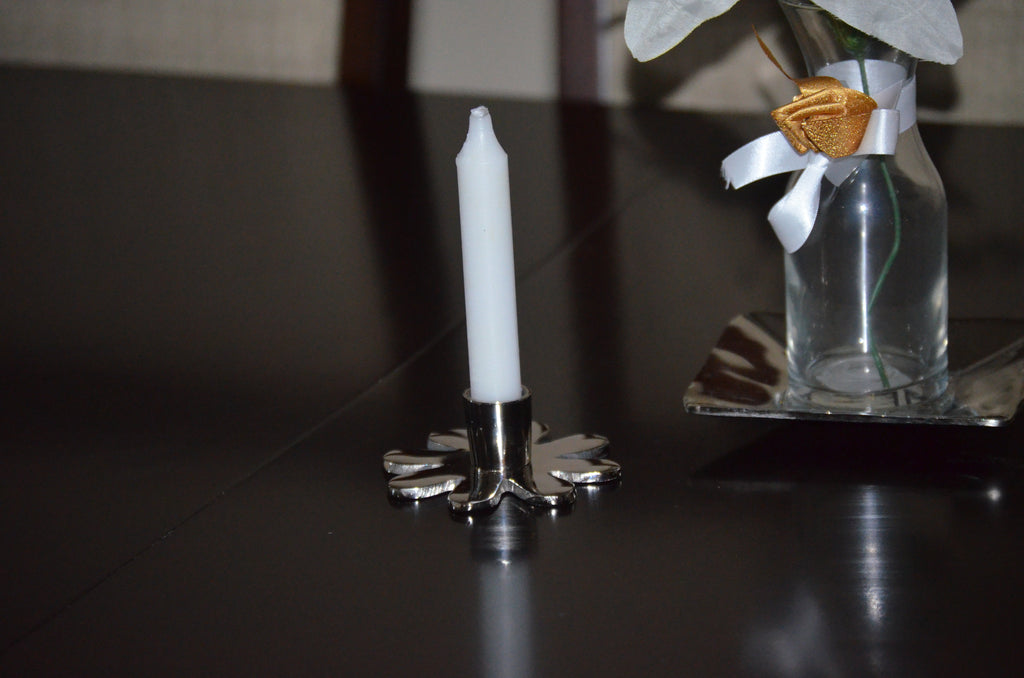 Silver Flower Candle Holder