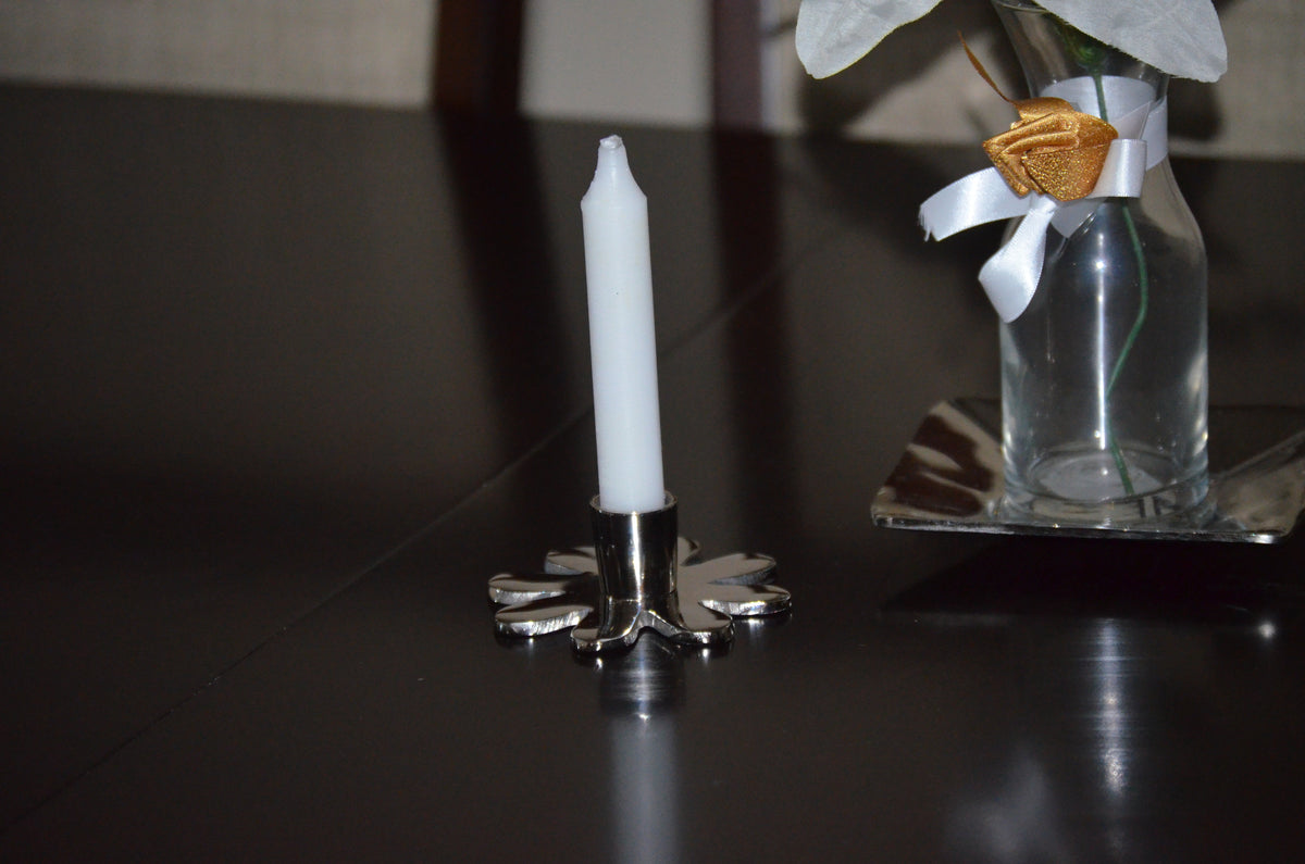 Silver Flower Candle Holder
