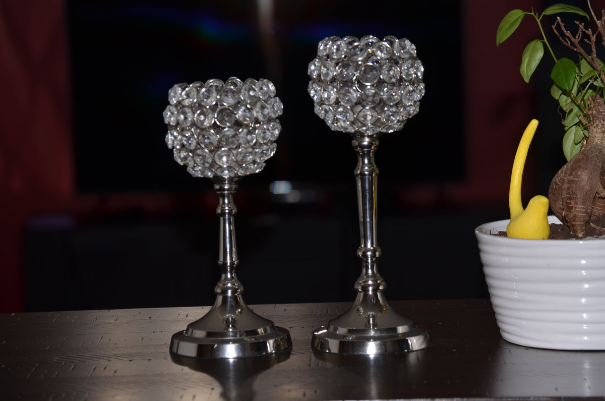 Crystal Hurricane Candle Holder Set