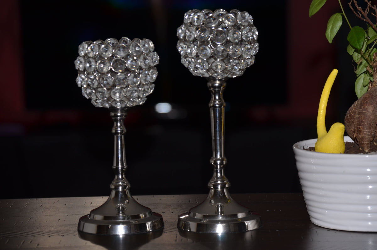 Crystal Hurricane Candle Holder Set