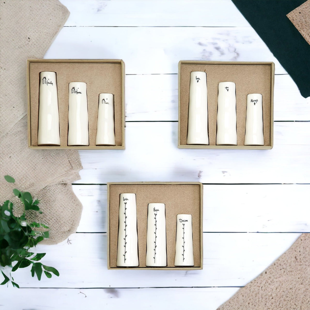 Mini Porcelain Vase Set — 3 Pieces