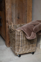 Rolling Kubu Rattan Storage Basket