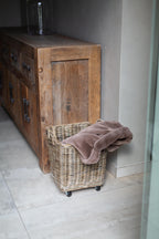 Rolling Kubu Rattan Storage Basket