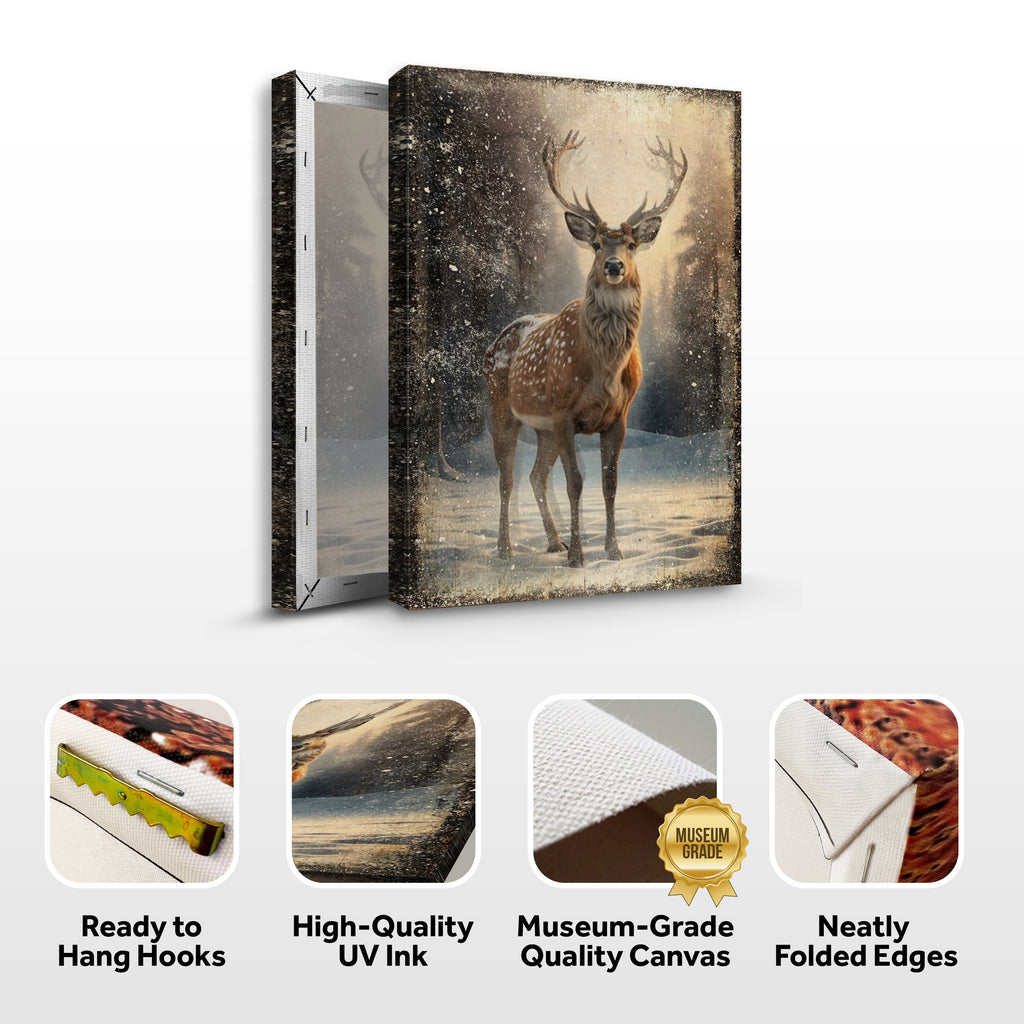 Vintage Winter Deer Canvas