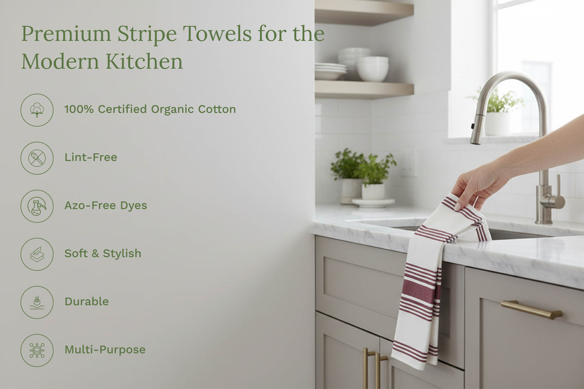 Everyday Striped Cotton Kitchen Towels — Set of 6