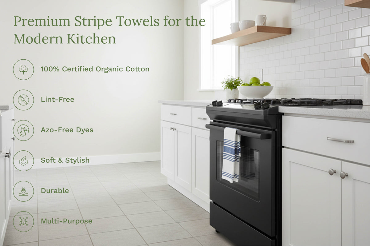 Everyday Striped Cotton Kitchen Towels — Set of 6