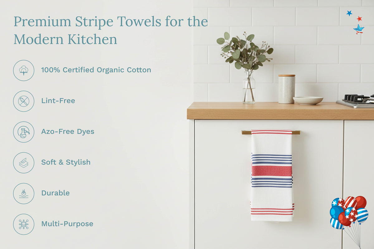 Everyday Striped Cotton Kitchen Towels — Set of 6