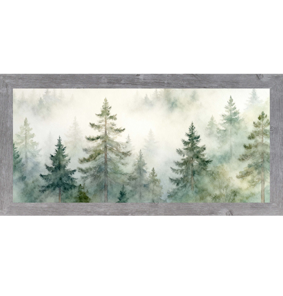 Misty Evergreen Framed Forest Art
