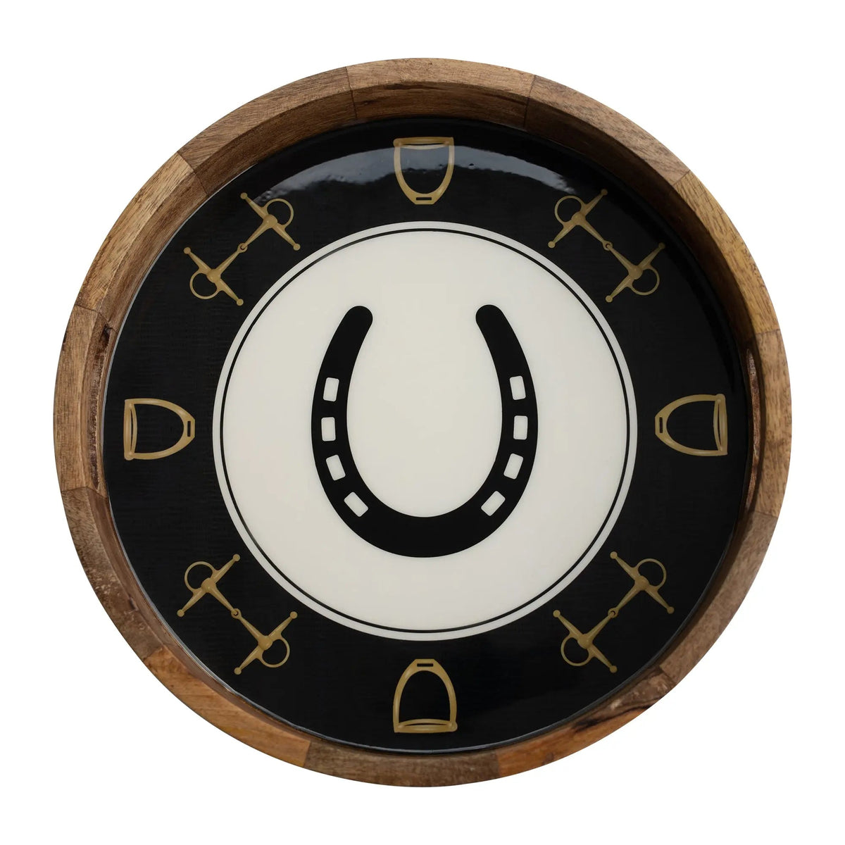Equestrian Horseshoe Round Tray