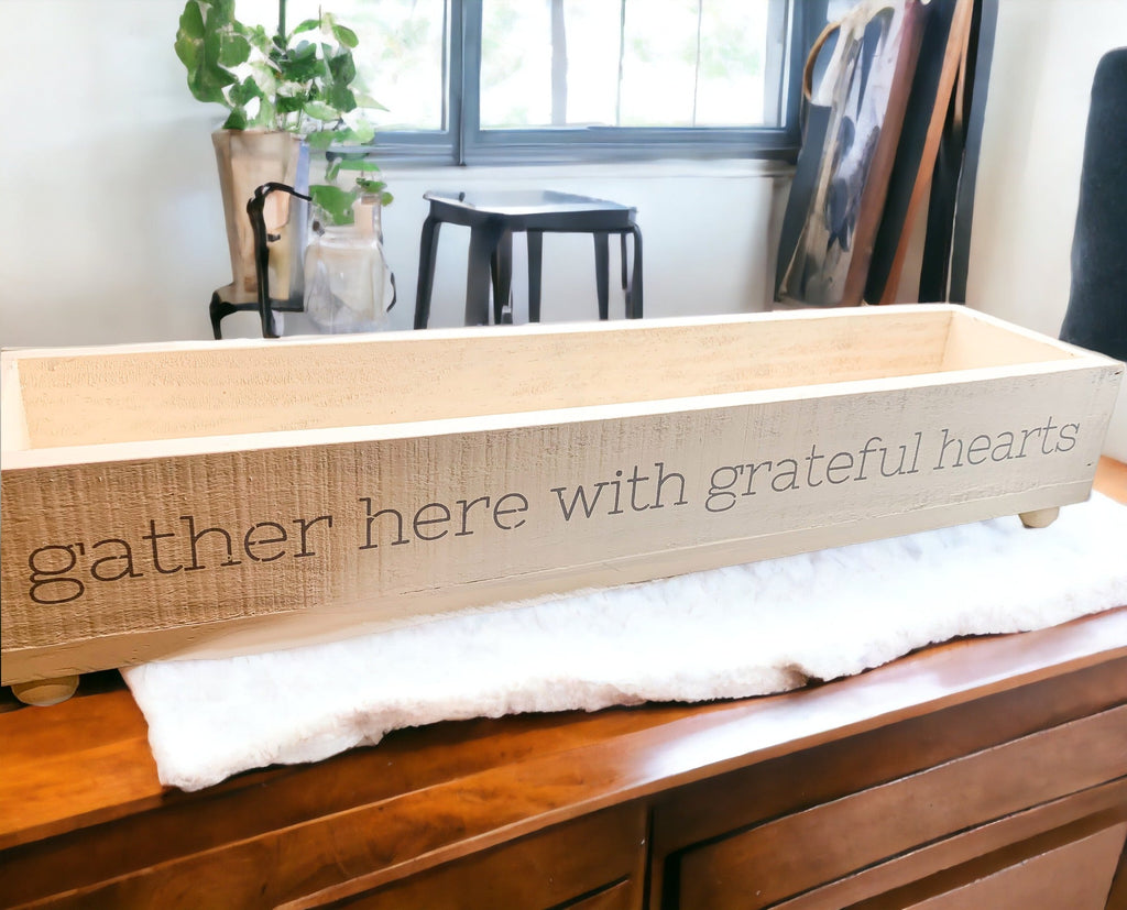 Gather Rustic Wooden Centerpiece Tray — 20 × 12 in.