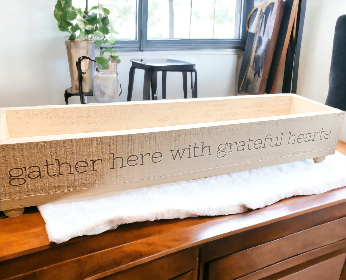 Gather Rustic Wooden Centerpiece Tray — 20 × 12 in.