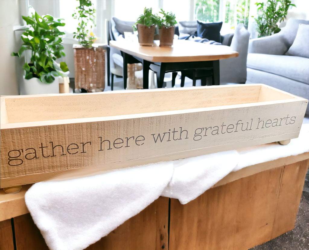 Gather Rustic Wooden Centerpiece Tray — 20 × 12 in.