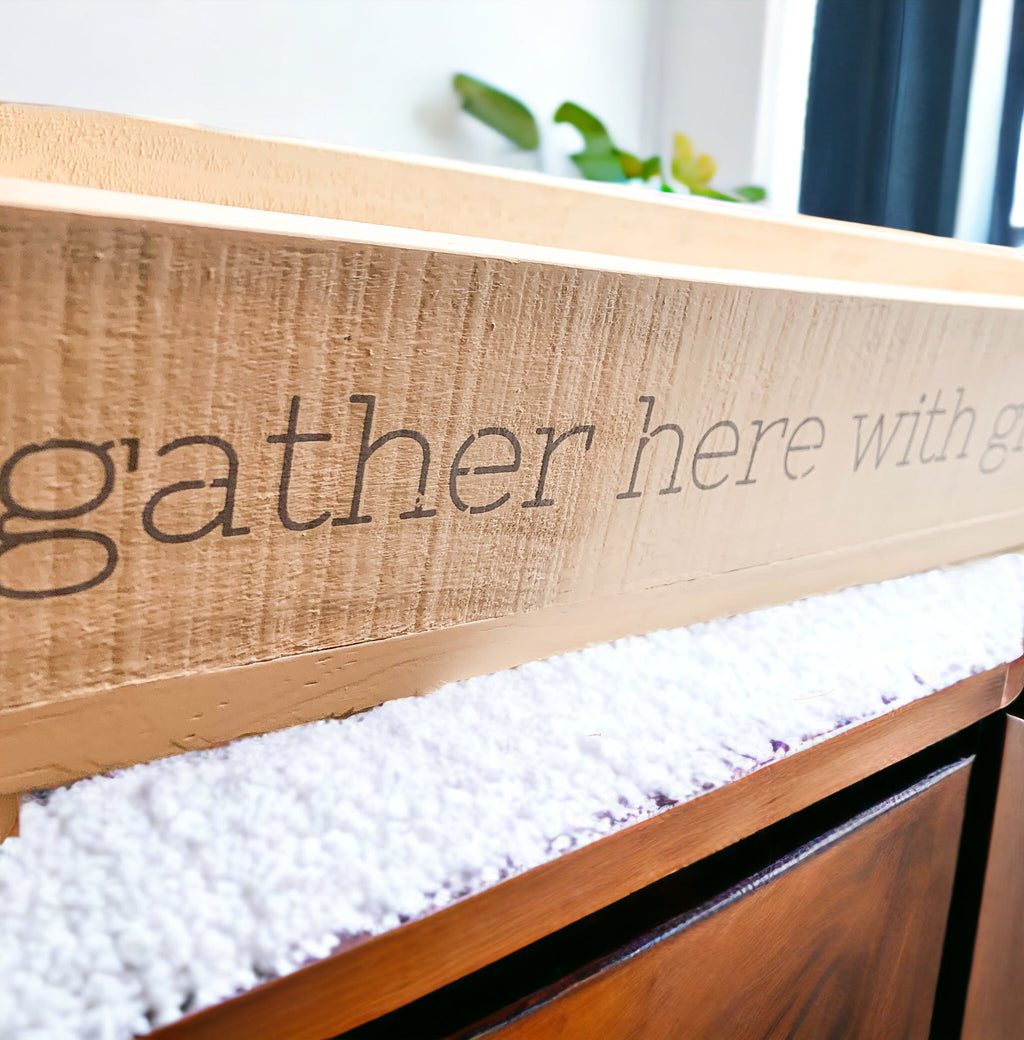 Gather Rustic Wooden Centerpiece Tray — 20 × 12 in.