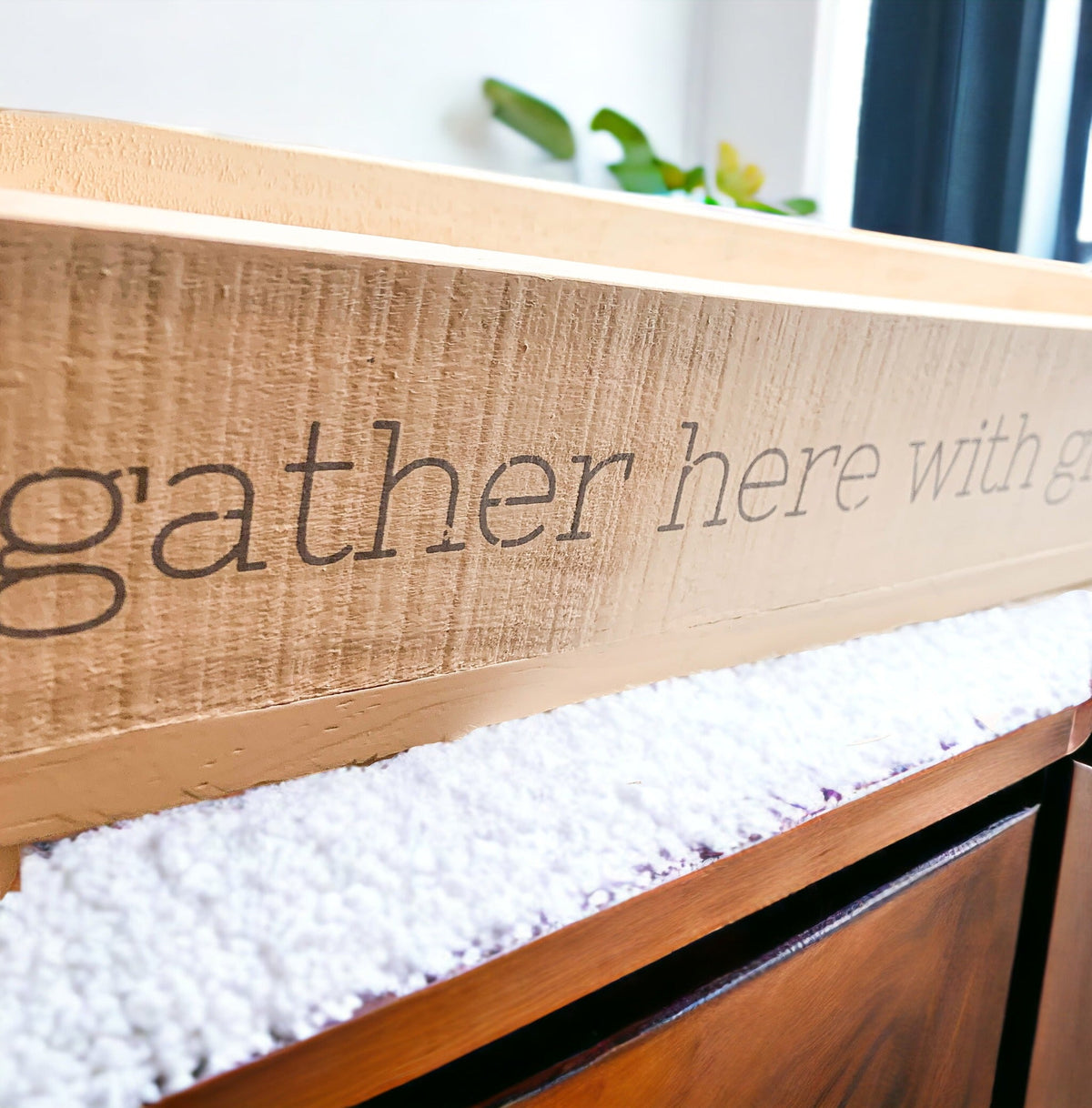 Gather Rustic Wooden Centerpiece Tray — 20 × 12 in.