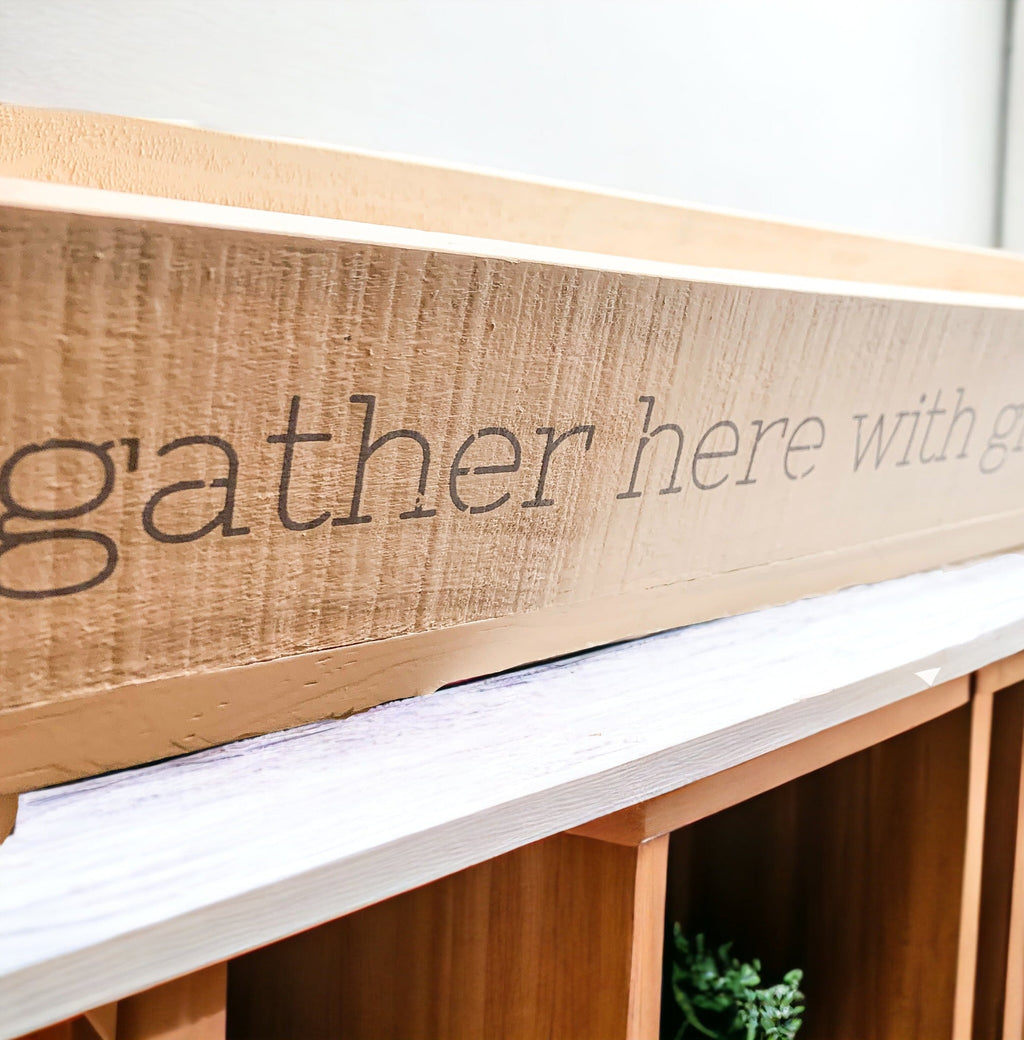 Gather Rustic Wooden Centerpiece Tray — 20 × 12 in.