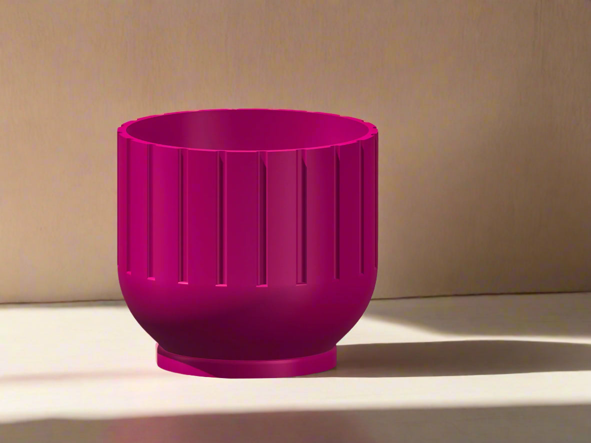 Fluted Indoor Planter with Drainage