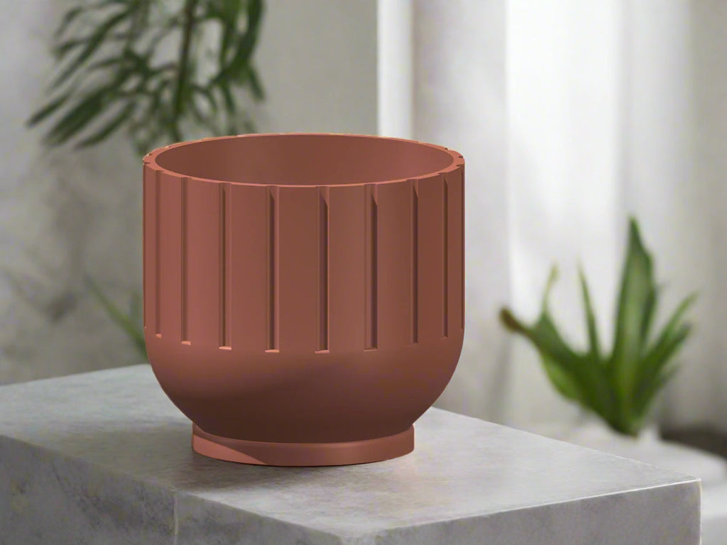 Fluted Indoor Planter with Drainage