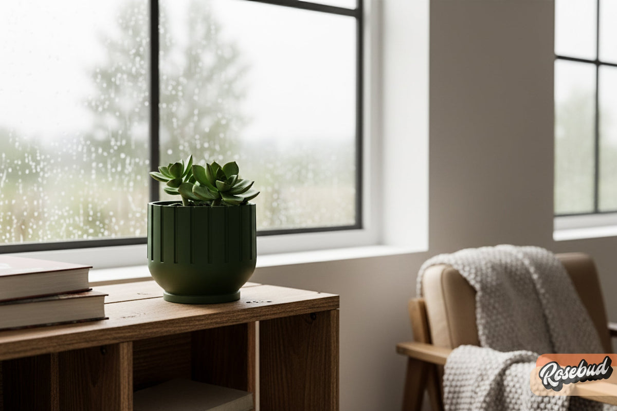 Fluted Indoor Planter with Drainage