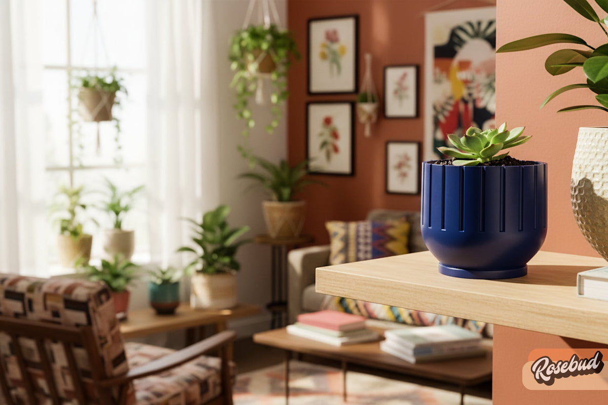 Fluted Indoor Planter with Drainage
