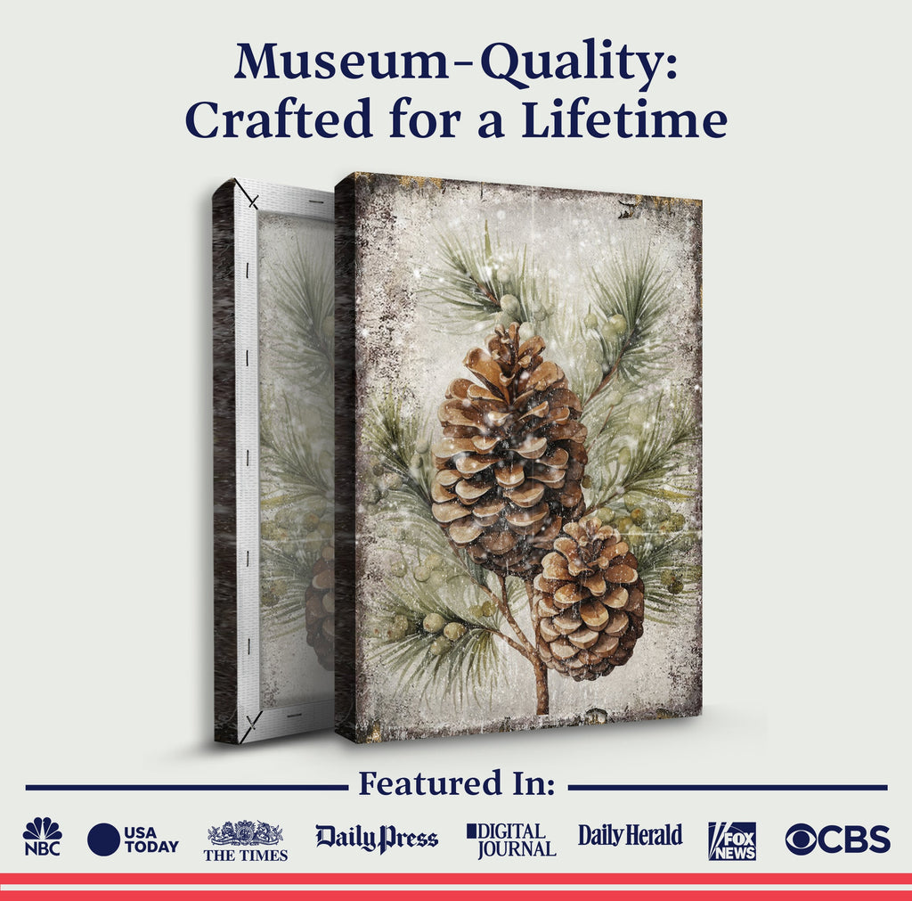 Vintage Winter Pine Cone Canvas