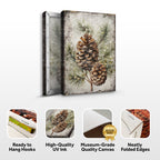 Vintage Winter Pine Cone Canvas