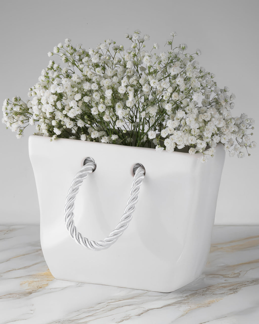 Sculptural Ceramic Handbag Vase — White