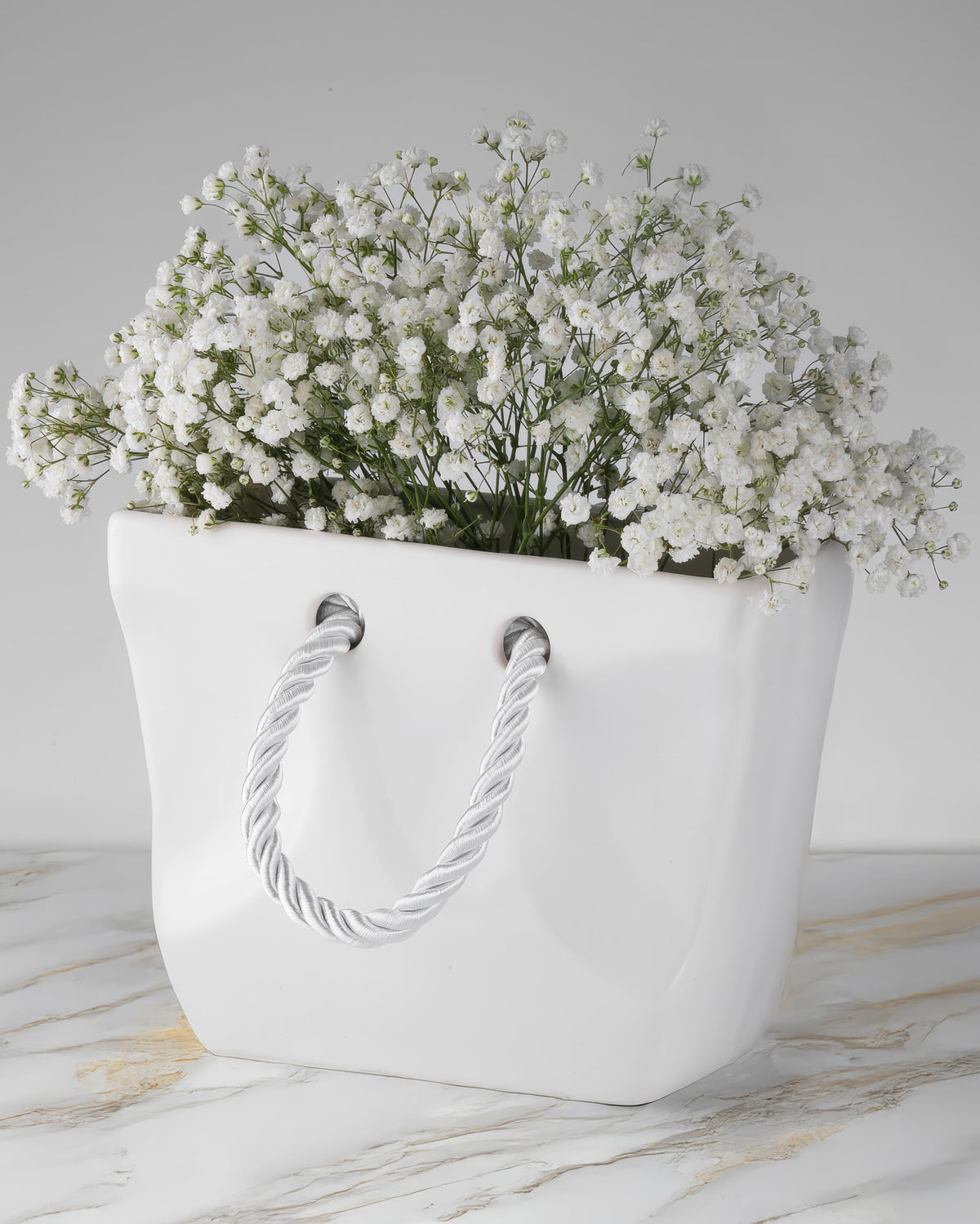 Sculptural Ceramic Handbag Vase — White