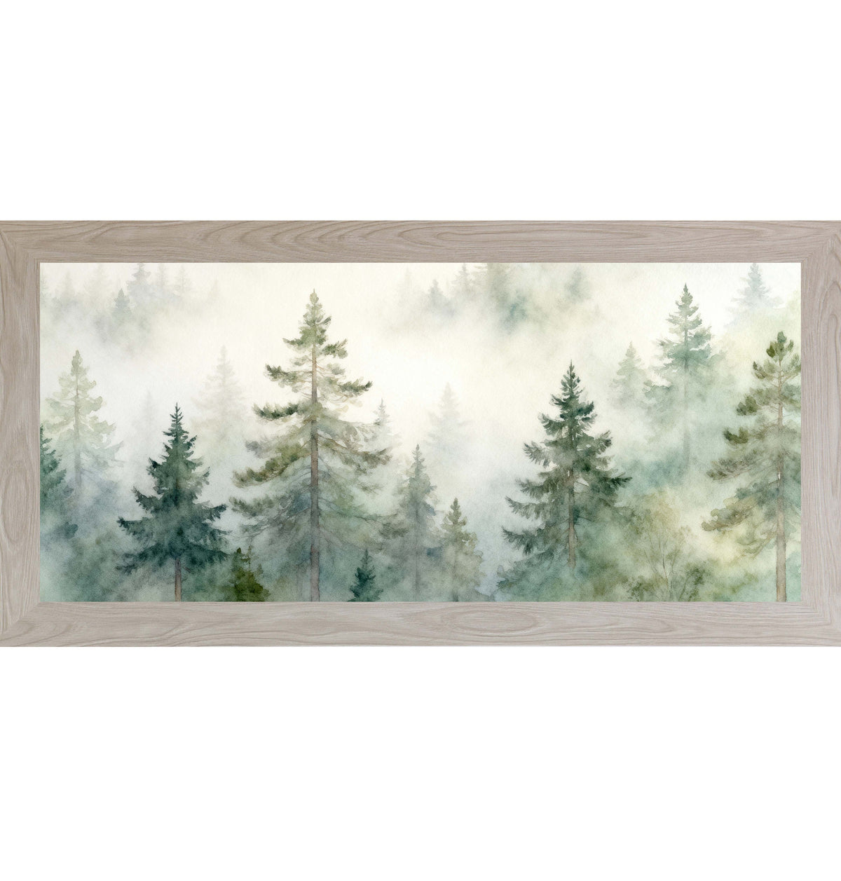 Misty Evergreen Framed Forest Art