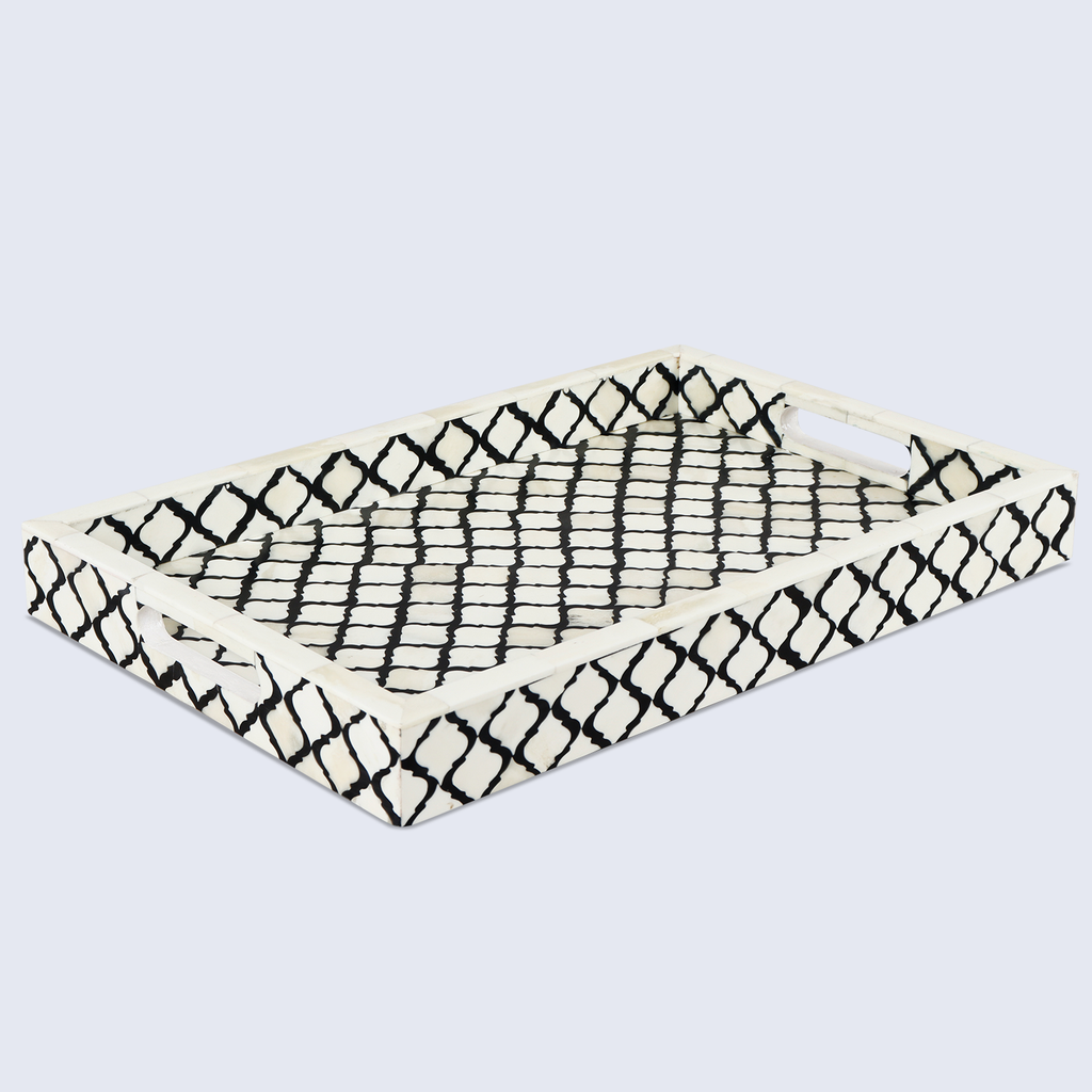 Black & White Moroccan Inlay Tray