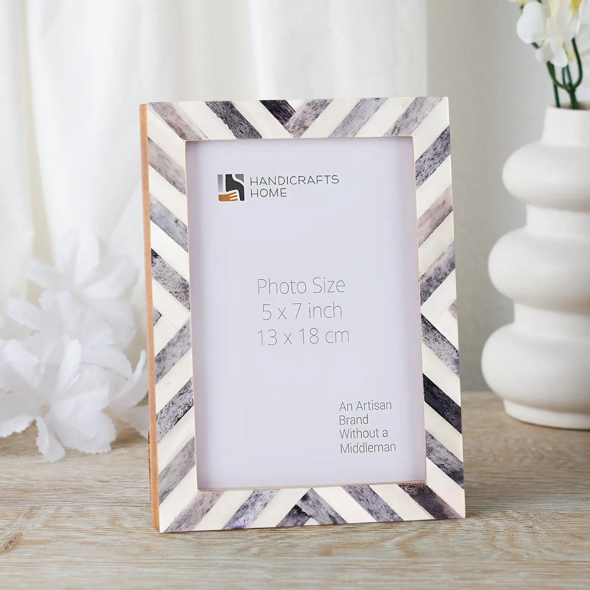 Grey & White Chevron Inlay Frame