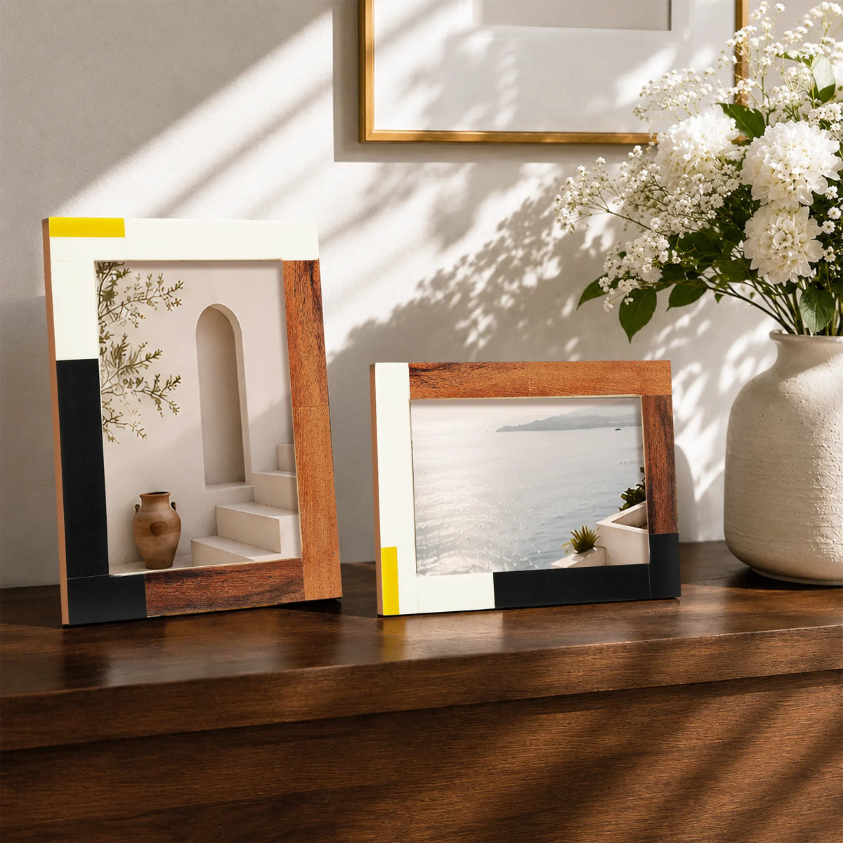 Warm Oak Modern Picture Frames — Set of 2