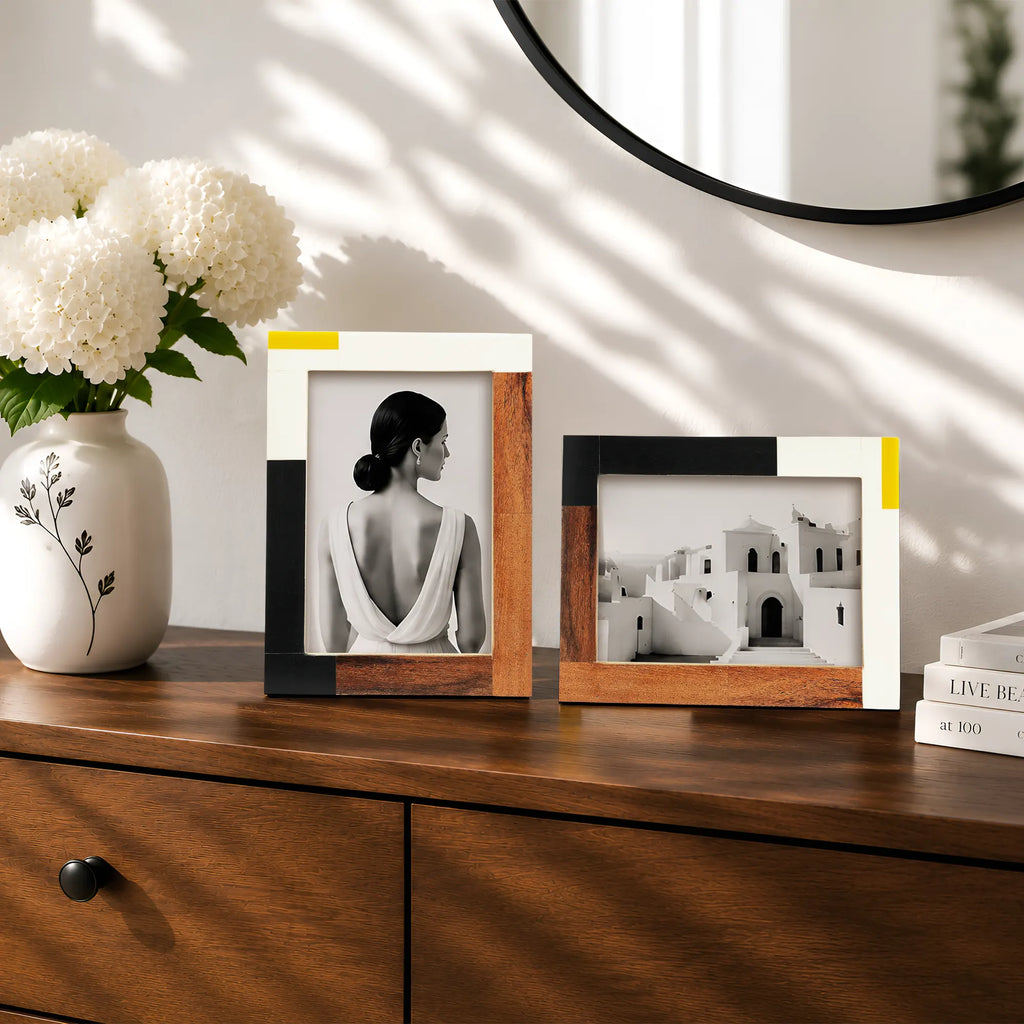 Warm Oak Modern Picture Frames — Set of 2