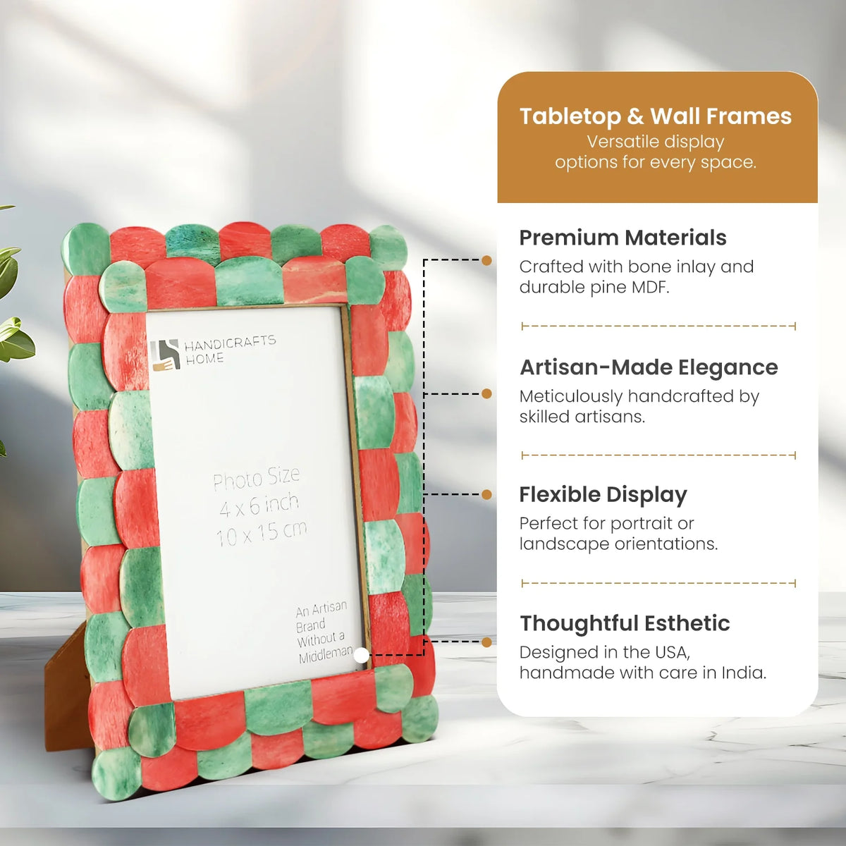 Scalloped Bone Inlay Picture Frame