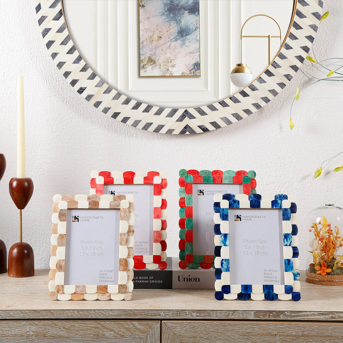 Scalloped Bone Inlay Picture Frame