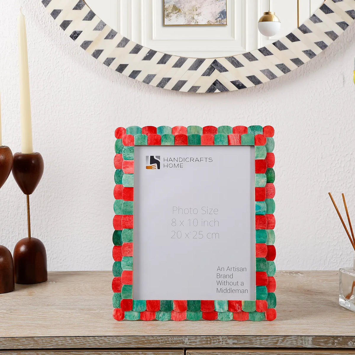 Scalloped Bone Inlay Picture Frame