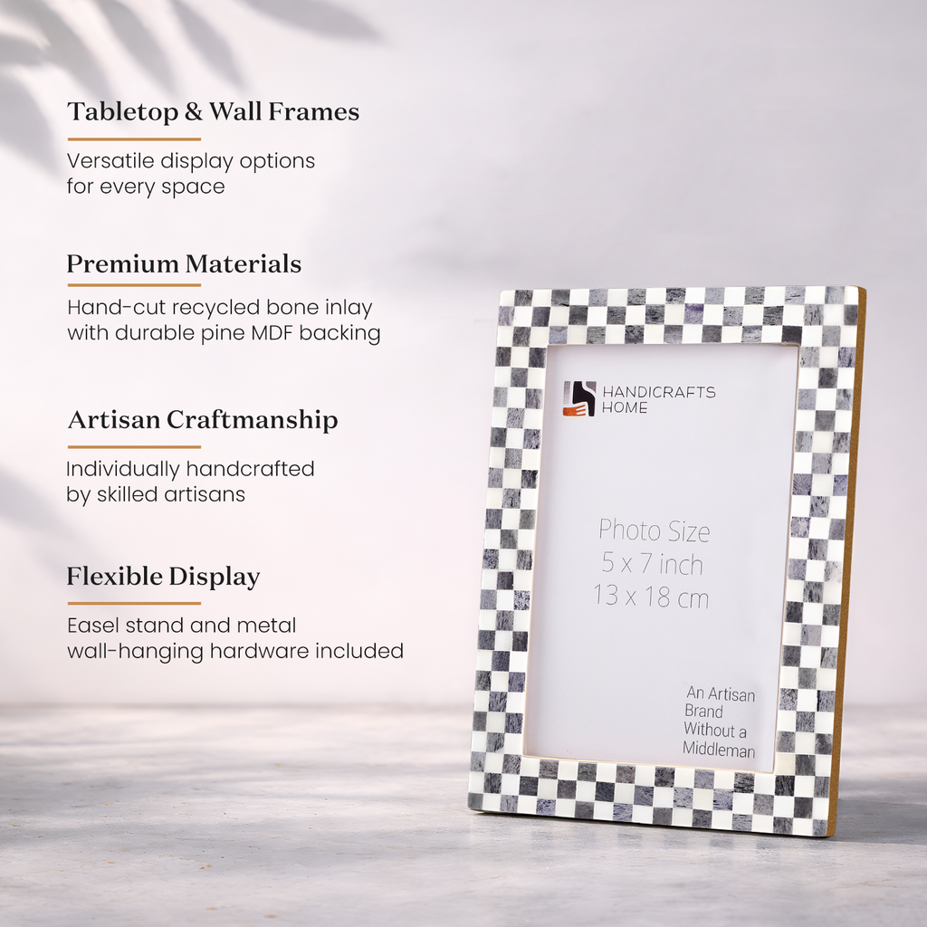 Checkered Bone-Inlay Picture Frame