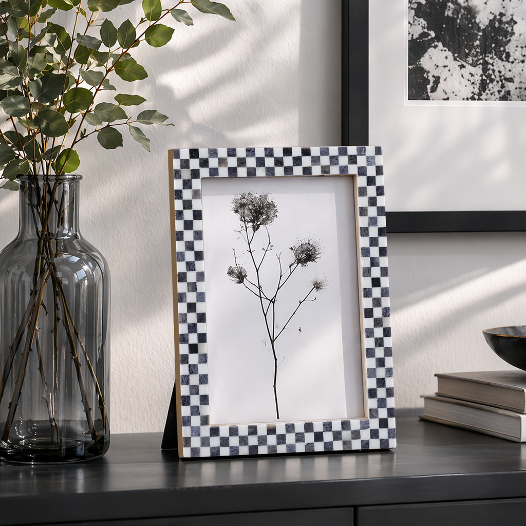 Checkered Bone-Inlay Picture Frame