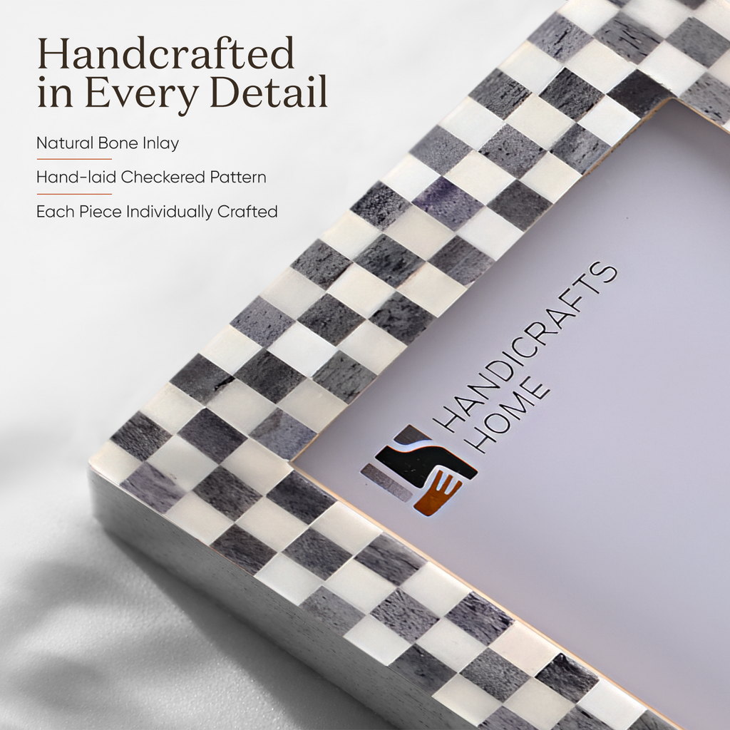 Checkered Bone-Inlay Picture Frame