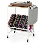 Rolling Record Player Stand with Vinyl Storage