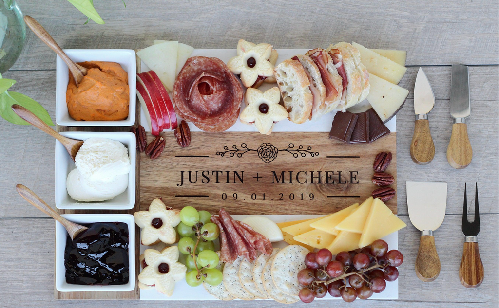 Marble & Acacia Charcuterie Board Set — 16.25 in. — product view 2