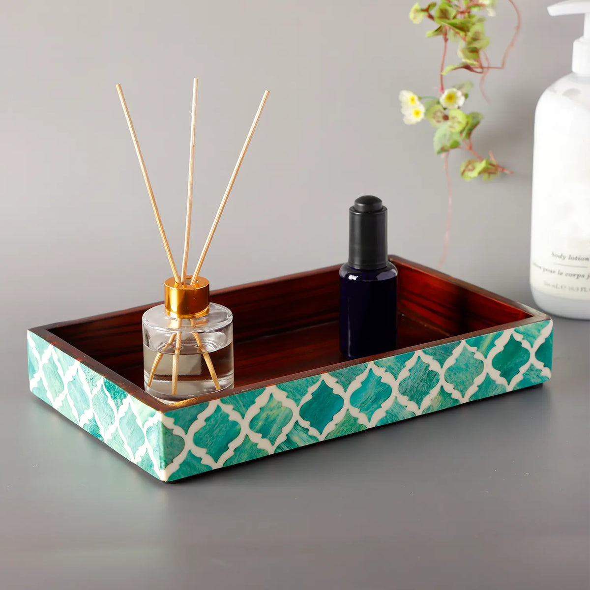 Moroccan Bone Inlay Vanity Tray